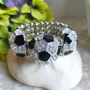 Unique Crystal Stretch Bracelet Soccer Ball